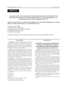 ANÁLISIS COSTE-EFECTIVIDAD DELTRATAMIENTO DE MANTENIMIENTO CON RITUXIMAB EN PACIENTES CON LINFOMAFOLICULAR QUE RESPONDEN A LA TERAPIA DE INDUCCIÓN EN PRIMERA LÍNEA (Cost-Effectiveness Analysis of Maintenance Therapy with Rituximab in Patients with Follicular Lymphoma Responding toInduction Therapy at the First Line)