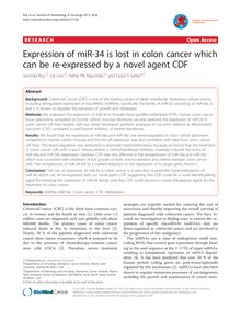 Expression of miR-34 is lost in colon cancer which can be re-expressed by a novel agent CDF