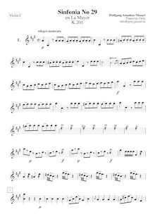 Partition violons I, Symphony No.29, A major, Mozart, Wolfgang Amadeus