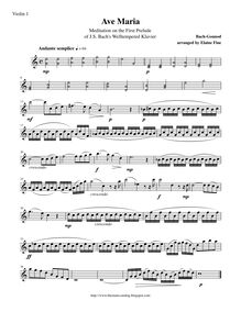 Partition violon 1 , partie, Ave Maria, Méditation sur le Premier Prélude de Piano de S. Bach (original title)
