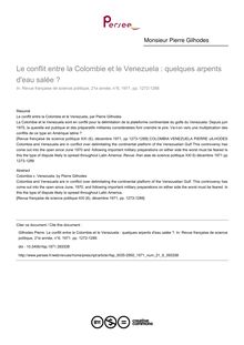 Le conflit entre la Colombie et le Venezuela : quelques arpents d eau salée ? - article ; n°6 ; vol.21, pg 1272-1289