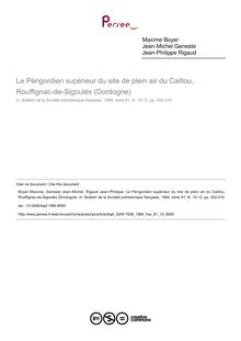 Le Périgordien supérieur du site de plein air du Caillou, Rouffignac-de-Sigoulès (Dordogne) - article ; n°10 ; vol.81, pg 302-310