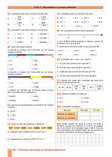 Chapitre N4 CM2 : Fractions décimales, nombres décimaux : Encadrements et valeurs approchées