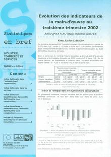Évolution des indicateurs de la main-d Âœuvre au troisième trimestre 2002