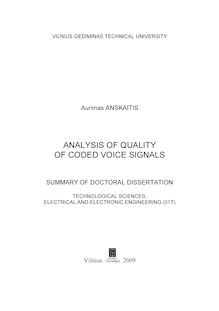 Analysis of Quality of Coded Voice Signals ; Koduoto balso kokybės tyrimas