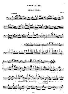 Partition Sonata No.3 en G minor, BWV 1029 - , partie, 3 sonates pour viole de gambe et clavecin