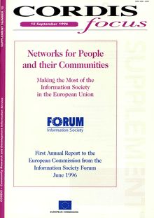CORDIS focus SUPPLEMENT Number 10. Networks for People and their Communities 15 september 1996