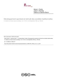 Développement spontané et stimulé des sociétés traditionnelles  - article ; n°2 ; vol.31, pg 195-204