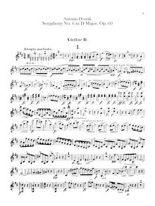 Partition violons II, Symphony No.6, Symfonie č.6, D major, Dvořák, Antonín