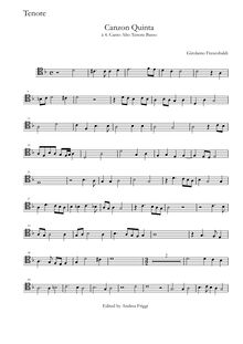 Partition ténor (ténor clef), Canzon Quinta à , Canto Alto ténor Basso