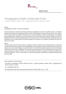 The geography of health: a british point of view  - article ; n°1 ; vol.13, pg 49-58