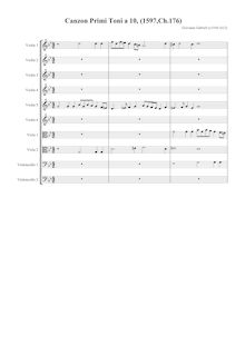 Partition Score en corde clefs, Canzon Primi Toni a 10, Ch,176, Gabrieli, Giovanni