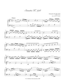 Partition Sonata K.198, 100 clavier sonates, Keyboard, Scarlatti, Domenico