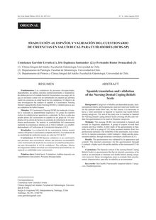 TRADUCCIÓN AL ESPAÑOLYVALIDACIÓN DELCUESTIONARIO DE CREENCIAS EN SALUD BUCAL PARACUIDADORES (DCBS-SP) (Spanish translation and validation of the Nursing Dental Coping Beliefs Scale)