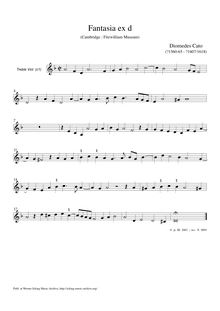 Partition Canto: viole de gambe aigue (G-clef) , partie, Fantasia ex d
