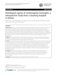 Aetiological agents of cerebrospinal meningitis: a retrospective study from a teaching hospital in Ghana