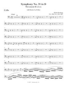 Partition violoncelle, Symphony No.31, D major, Rondeau, Michel par Michel Rondeau