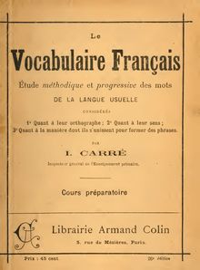 Le vocabulaire français - Cours préparatoire