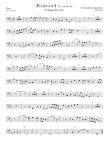 Partition viole de basse, Fantasia pour 5 violes de gambe, RC 48