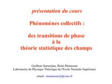 présentation du cours Phénomènes collectifs : des transitions de ...
