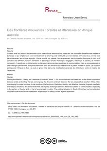 Des frontières mouvantes : oralités et littératures en Afrique australe - article ; n°140 ; vol.35, pg 839-871