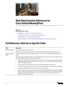 Web Administration References for Cisco Unified MeetingPlace