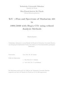 TeV {γ-flux [gamma-flux] and spectrum of Markarian 421 in 1999/2000 with Hegra CT1 using refined analysis methods [Elektronische Ressource] / Martin Kestel