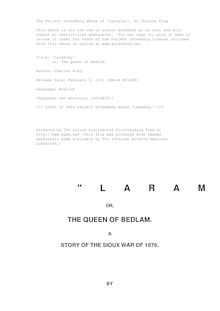 Laramie; or, The Queen of Bedlam.