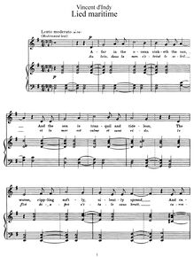 Partition complète (G Major), Lied maritime, Op. 43, Indy, Vincent d 
