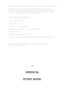 The Oriental Story Book - A Collection of Tales