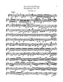 Partition violons II, Symphony No.93 en D major, Sinfonia No.93