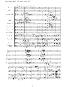 Partition , Adagio molto e cantabile, Symphony No.9, Choral, D minor par Ludwig van Beethoven