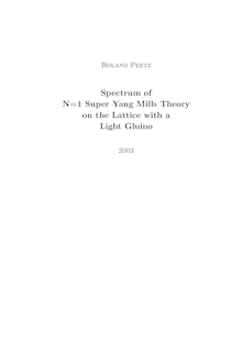 Spectrum of N=1 super Yang Mills theory on the lattice with a light gluino [Elektronische Ressource] / vorgelegt von Roland Peetz