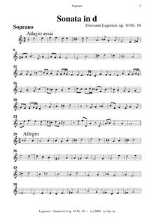 Partition parties: violons I, II, violons III (pour altos), altos, violoncelles/Basses, 18 sonates, Op.10