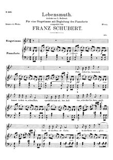 Partition voix + partition de piano, Lebensmut (fragment), D.937