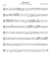 Partition Treble1 viole de gambe, pour First Booke of chansonnettes to Two Voyces par Thomas Morley
