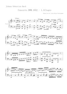 Partition , Allegro, clavecin Concerto No.1, D minor, Bach, Johann Sebastian par Johann Sebastian Bach