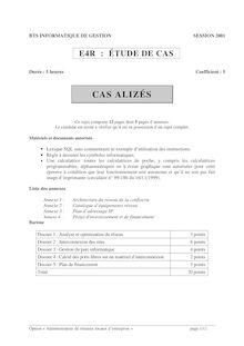 Etude de cas 2001 ARLE Admin. de Réseaux Locaux d Entreprise BTS Informatique de gestion