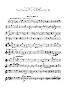 Partition cor 1, 2, 3, 4 (F), Piano Concerto No.2, Op.44, G major