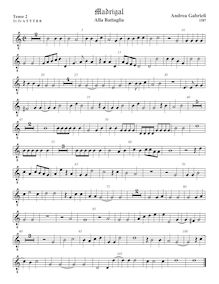 Partition ténor viole de gambe 3, octave aigu clef, Battaglia, Alla battaglia o forti caualieri