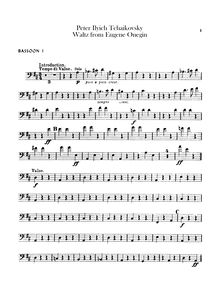 Partition basson 1, 2, Eugene Onegin, Евгений Онегин ; Yevgeny Onegin ; Evgenii Onegin par Pyotr Tchaikovsky