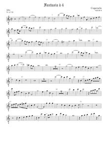 Partition ténor viole de gambe 1, octave aigu clef, Fantasia pour 4 violes de gambe par John Coperario
