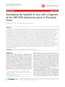 Genotyping the hepatitis B virus with a fragment of the HBV DNA polymerase gene in Shenyang, China