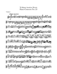 Partition violons I, Piano Concerto No.25, C major, Mozart, Wolfgang Amadeus par Wolfgang Amadeus Mozart