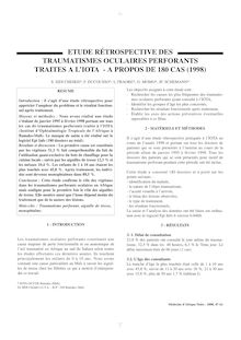 ETUDE RÉTROSPECTIVE DES TRAUMATISMES OCULAIRES PERFORANTS TRAITES A LIOTA  - A PROPOS DE 180 CAS