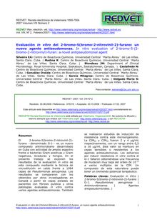 Evaluación in vitro del 2-bromo-5-(bromo-2-nitrovinil-2)-furano: un nuevo agente antiseudomonas (In vitro evaluation of 2-bromo-5-(2-bromo-2-nitrovinyl)-furan: a novel antipseudomonal agent)