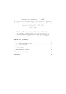 Probleme pratique de statistique n° pps067 L usage du code genetique chez Borrelia garinii