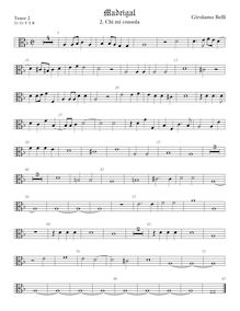 Partition ténor viole de gambe 2, alto clef, Madrigali a 5 voci, Libro 7