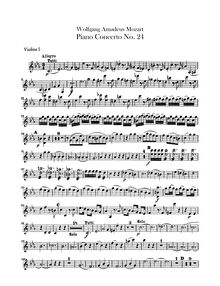 Partition violons I, Piano Concerto No.24, C minor, Mozart, Wolfgang Amadeus
