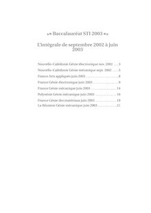 Baccalaureat 2003 genie mecanique, electronique, electrique et arts appliques s.t.i (genie mecanique)